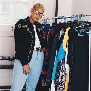 Vintage Metal Detail Black Bomber